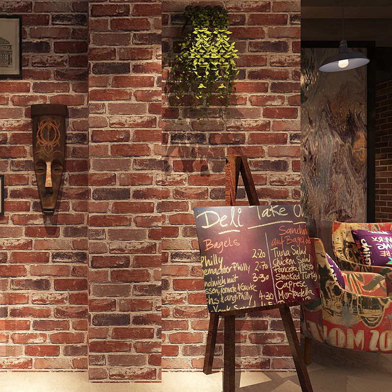 Retro American Style Imitation Brick Pattern Brick Wall Paper Coffee Shop Bar Restaurant Cultural Stone Red Brick Wallpaper