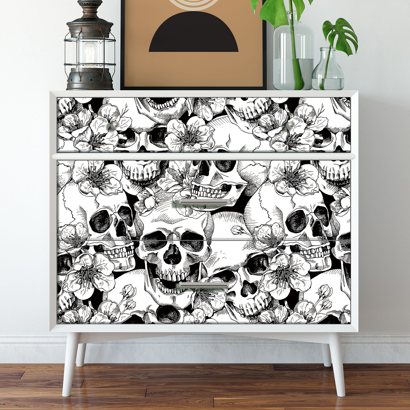 Waterproof 3D Skull Wallpaper Self Adhesive Halloween Wall Decoration Bedroom Living Room Furniture Renovation Contact Paper