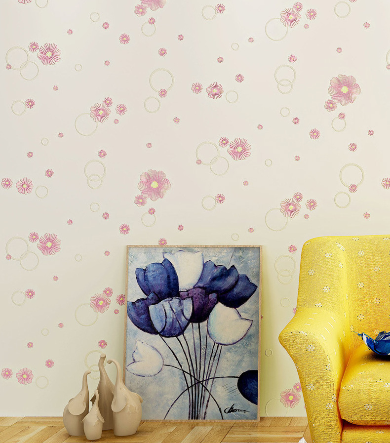 3D Floral Wallpaper Self-adhesive 3d Stereoscopic Pastoral Flower Peel and stick Wallpaper for Kids Room Bedroom Wall Decoration