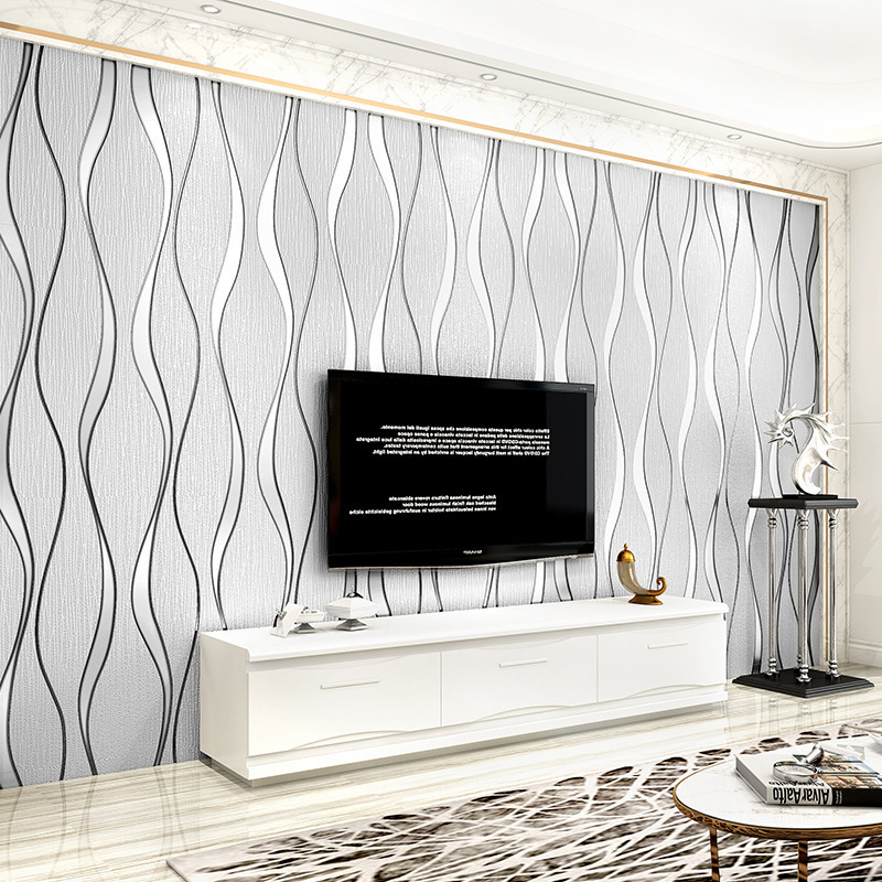 Modern European Minimalist 3D Relief Non-woven Wallpaper Warm Bedroom Living Room TV Background Wall Wallpaper