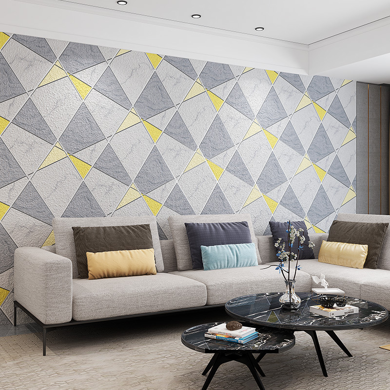 Modern Velvet Nordic Diamond Shaped TV Wall Background Wall Living Room Bedroom Imitation Deerskin Velvet Wallpaper