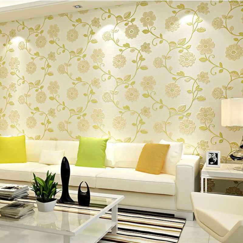 Blue Pink Beige Floral 3d Embossed Wall Paper Home Decor Bedroom Living Room Kid's Room Wall Treatment Background Wallpapers