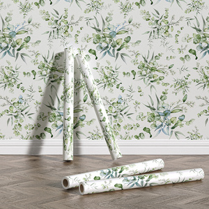 New Style Wallpaper Self-adhesive Fresh Watercolor Plant Decoration Background Wall Wall Sticker Self-adhesive Wallpaper