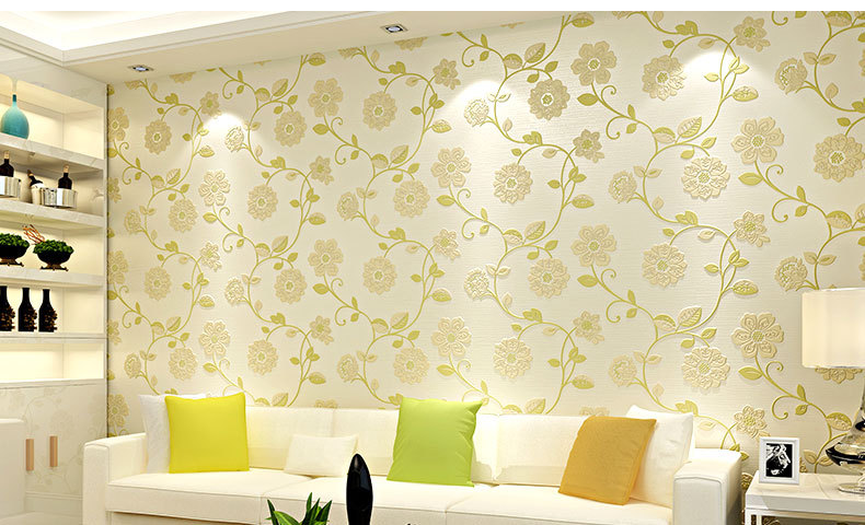 Blue Pink Beige Floral 3d Embossed Wall Paper Home Decor Bedroom Living Room Kid's Room Wall Treatment Background Wallpapers