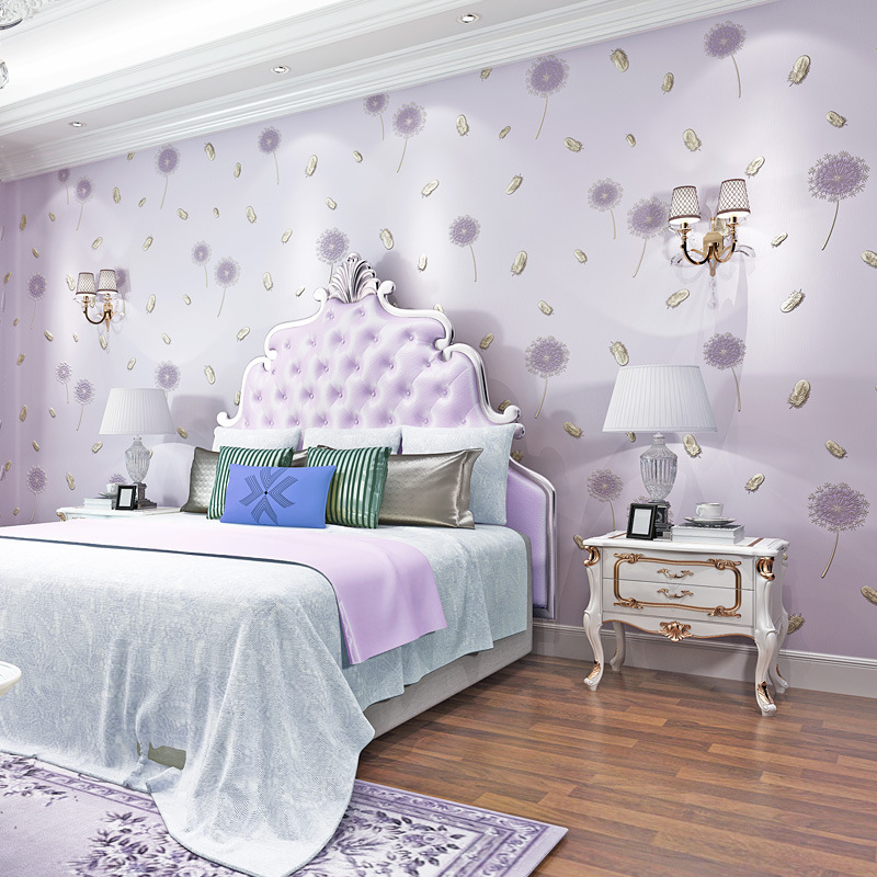 New Dandelion Flower Wallpaper Sweet Pink Purple Baby Girl Bedroom Decor Feather 3d Wall Papers Kids Rooms