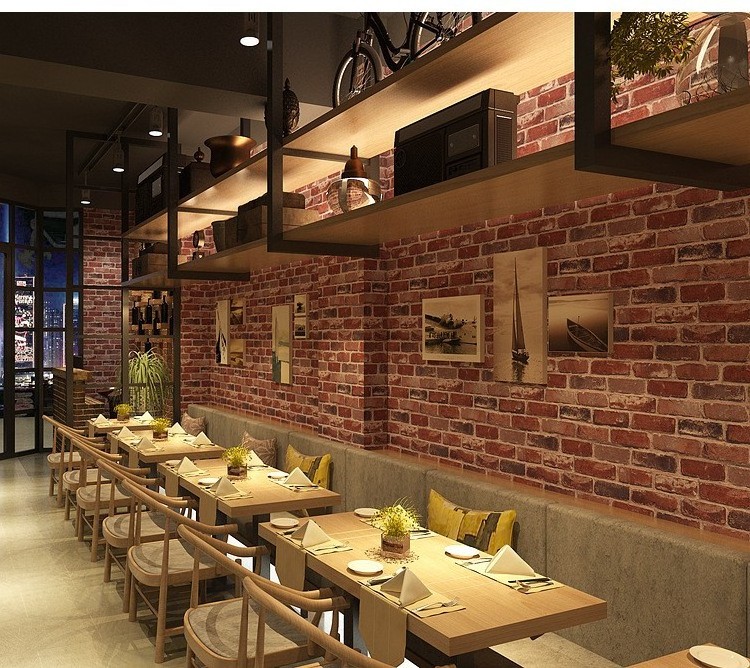 Retro American Style Imitation Brick Pattern Brick Wall Paper Coffee Shop Bar Restaurant Cultural Stone Red Brick Wallpaper