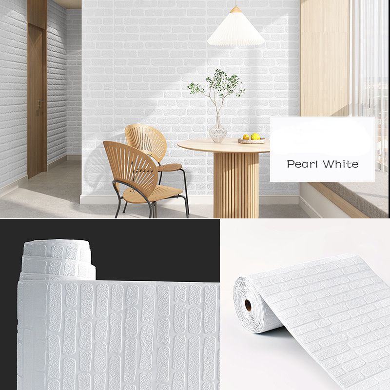 Self Adhesive Bedroom Living Room Children's Room Wall Covering Peel and Stick Foam 3D White Brick Wallpaper