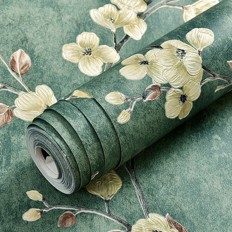 Green 3d Floral Embossed Wallpaper Living Room Bedroom Home Decor Wall Paper Roll Wedding Room Wall Covering Solid Flower Murals