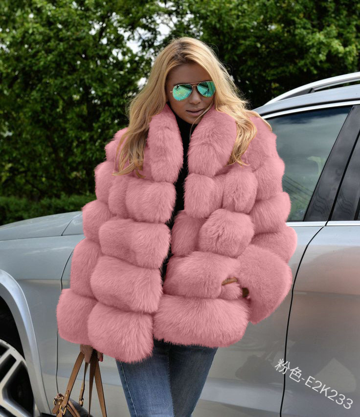 New winter coats wholesale thick and loose temperament pure color fashion Artificial fur plus rabbit fur  woman plus size coat