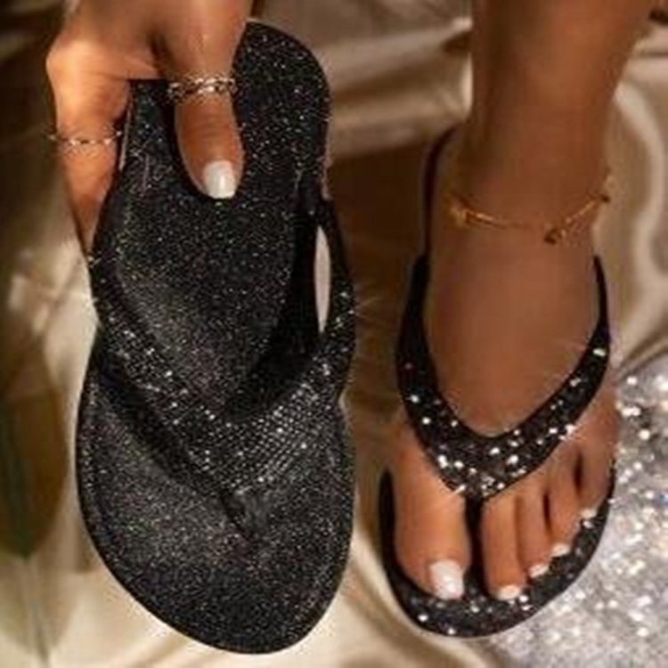 dropshipping flip flops womens plus size slipper clip on sandals rhinestone beach ladies sandals slippers