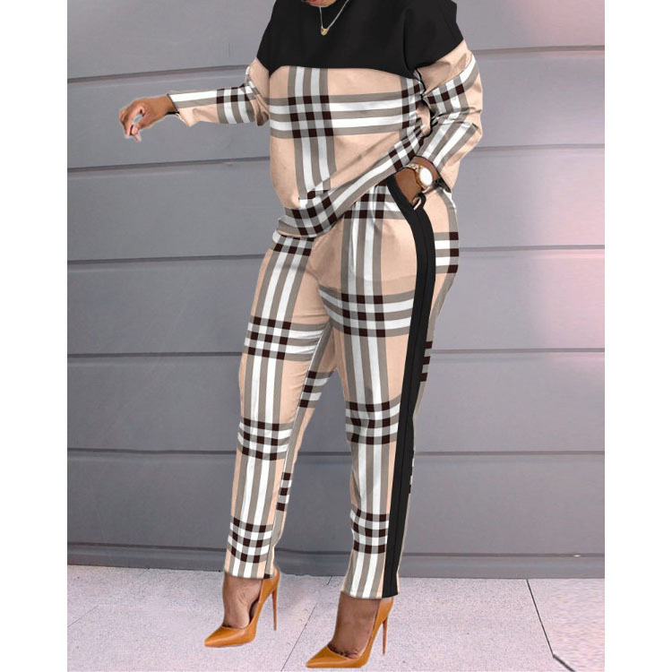 Spring fall clothes ladies new sports jogger printing long sleeve loose t shirt trousers set casual two piece pants women's sets