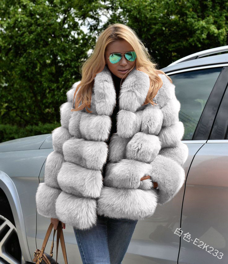 New winter coats wholesale thick and loose temperament pure color fashion Artificial fur plus rabbit fur  woman plus size coat