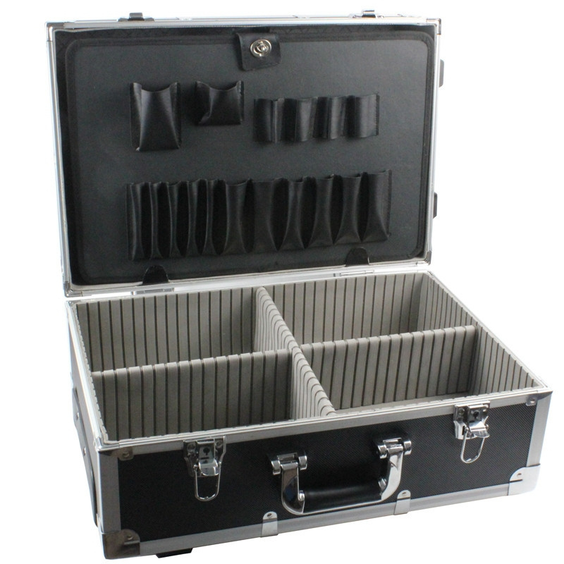 Aluminum build-in draw bar shock resistance tool box with code lock supply water-proof Precision instrument storage box