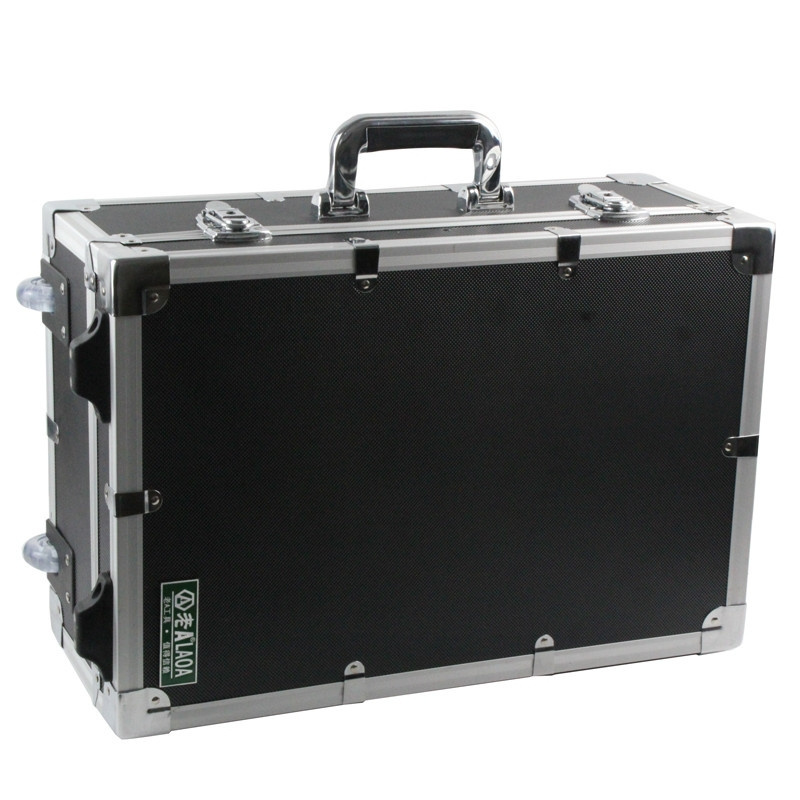 Aluminum build-in draw bar shock resistance tool box with code lock supply water-proof Precision instrument storage box