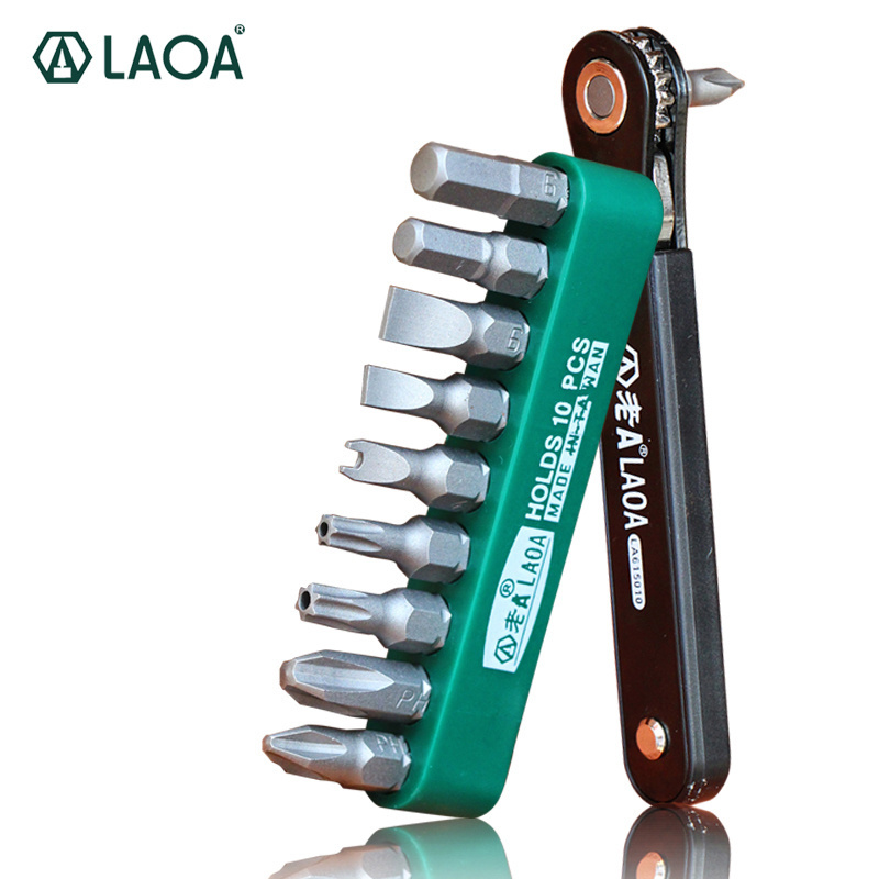 LAOA 10 in 1 Ratchet Screwdriver Set S2 Screwdrivers Forward And Reverse Multifunction Tool With Phillip Slotted Torx bits