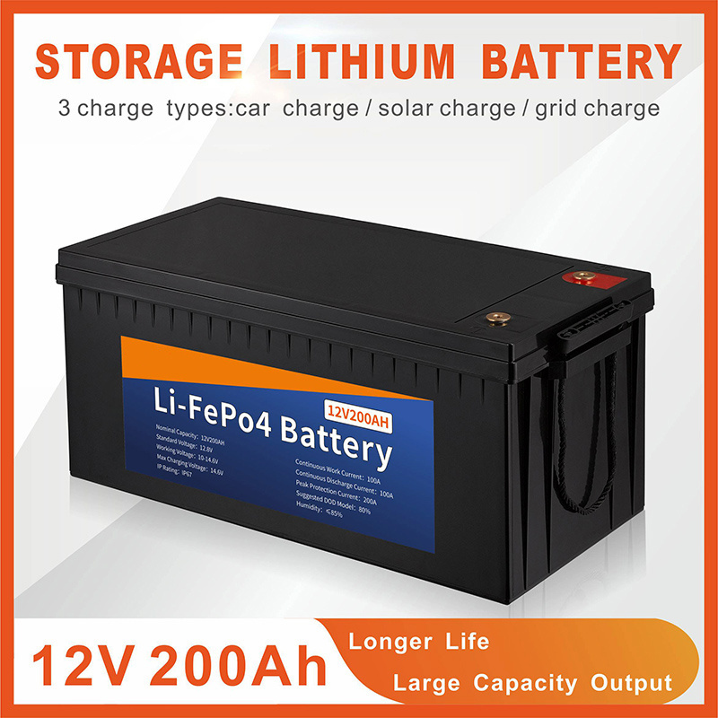 storage lithium battery for car charge solar charge grid charge 12V 200Ah