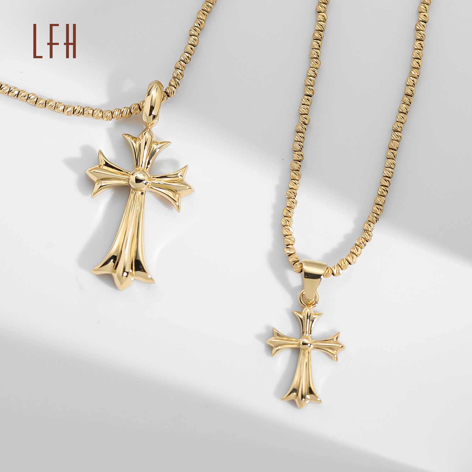 Au750 18k Gold Real Necklace 18k Pure Yellow Gold Corss Charm Necklace  Chain Pendent Cross Necklace Au750 Gold 18k Real