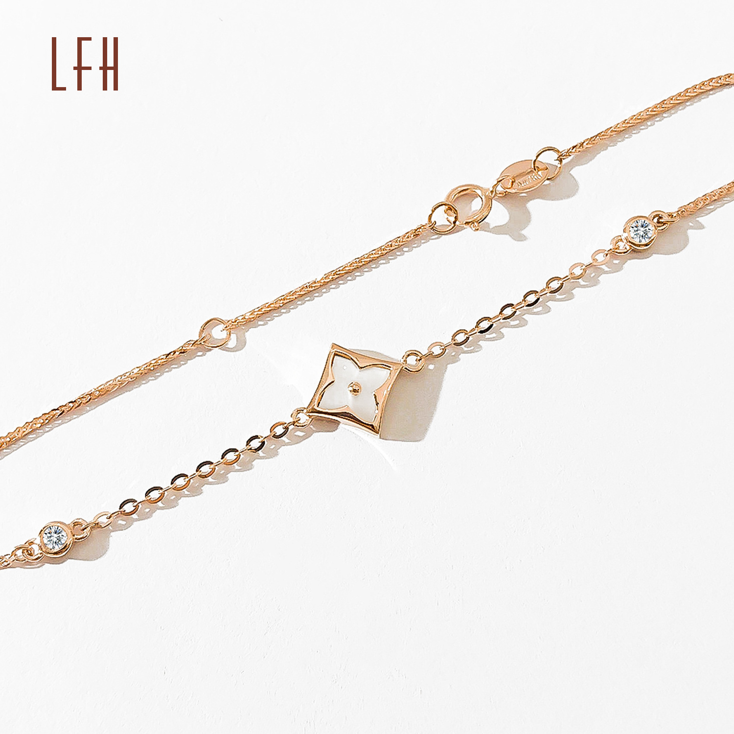 Fashion Bracelet for Women Jewelry Zircon Accessories 18K Rose Gold Geometric Floral Bracelet  clover 18k real gold