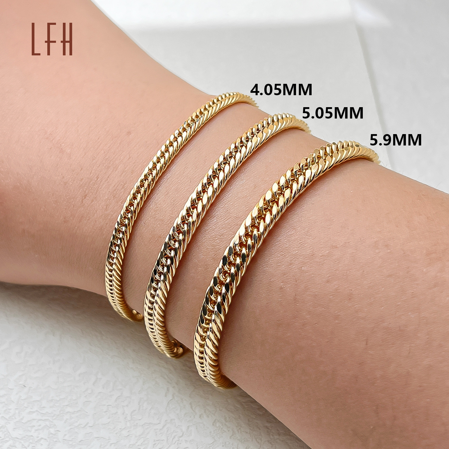 Hip Hop 4mm 5mm 6 Mm 18k Real gold Cuban Chain Bracelet Japan Gold real Jewelry 18k Men Chunky 18k Real Gold Chain Bracelet