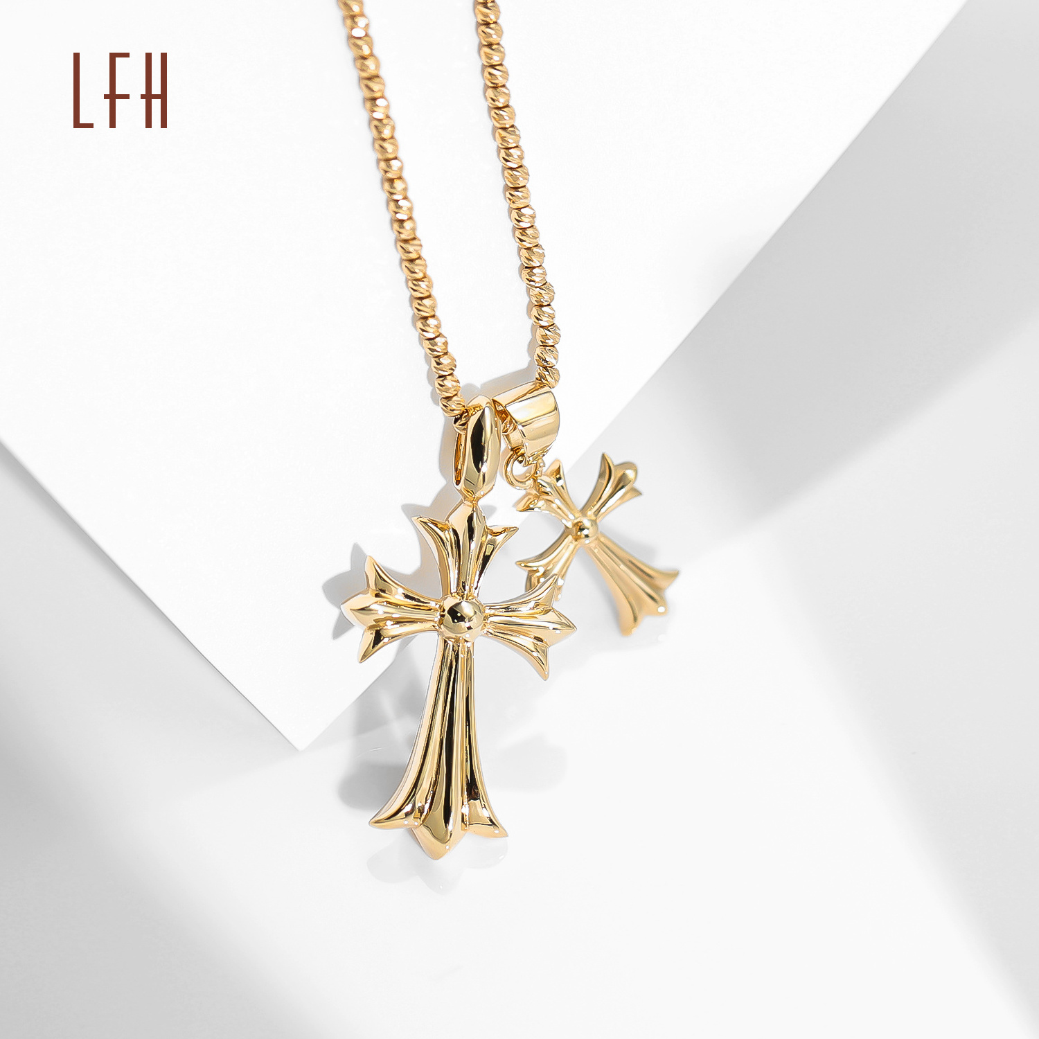 Au750 18k Gold Real Necklace 18k Pure Yellow Gold Corss Charm Necklace  Chain Pendent Cross Necklace Au750 Gold 18k Real