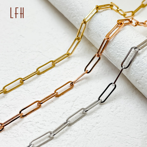 LFH Trendy Custom 18k Pure Gold jewelry Necklace Stretch flashO chain Paperclip Chain au750 gold 18k real chain necklace