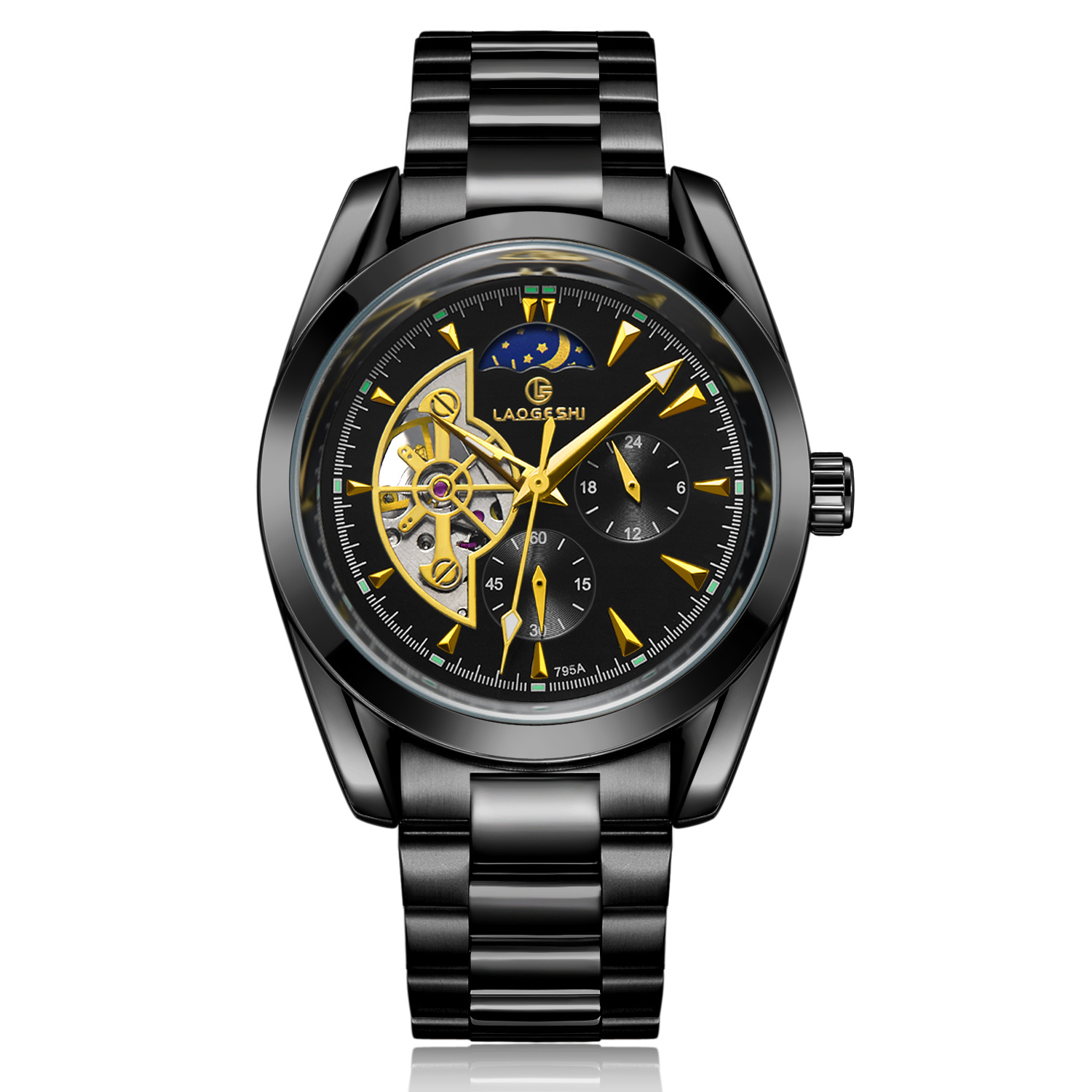 Mechanical Watch Waterproof 3bar Custom Men's Automatic Watch Maker Alloy Sport Black Luxury Simple Watch Men