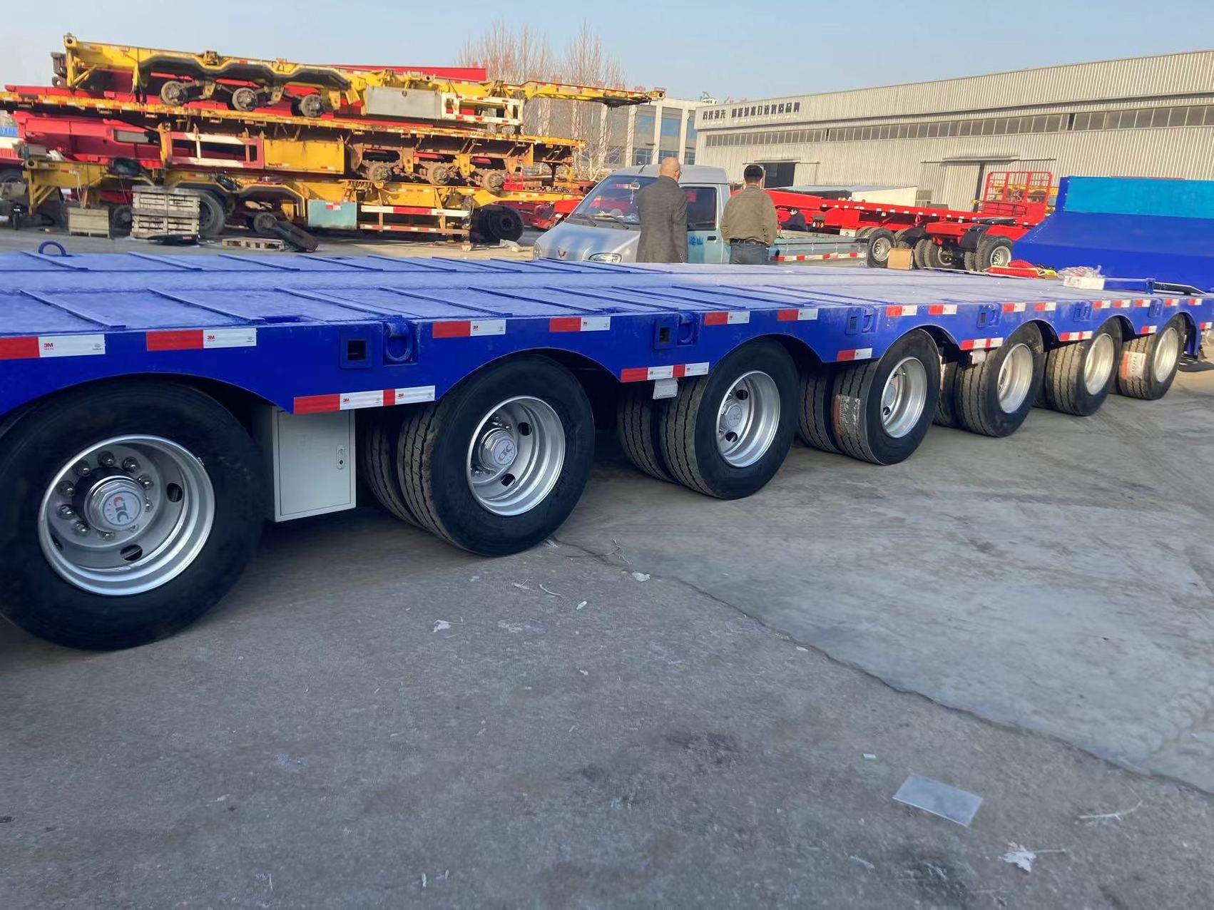 100 tons capacity 7 Axle Hydraulic Detach Neck Crane Hauling Lowboy semi trailer excavator trailer 7 axles low bed semi trailer