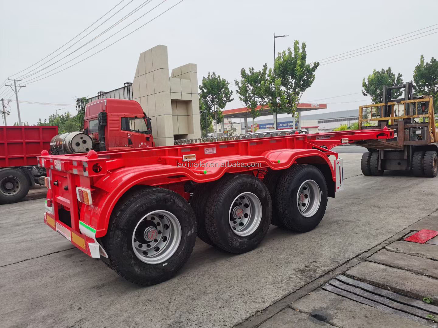 20ft 40ft platform trailer 45ft Skeleton Skeletal Container Semi Trailer 40ft Container Chassis for container carrier parts