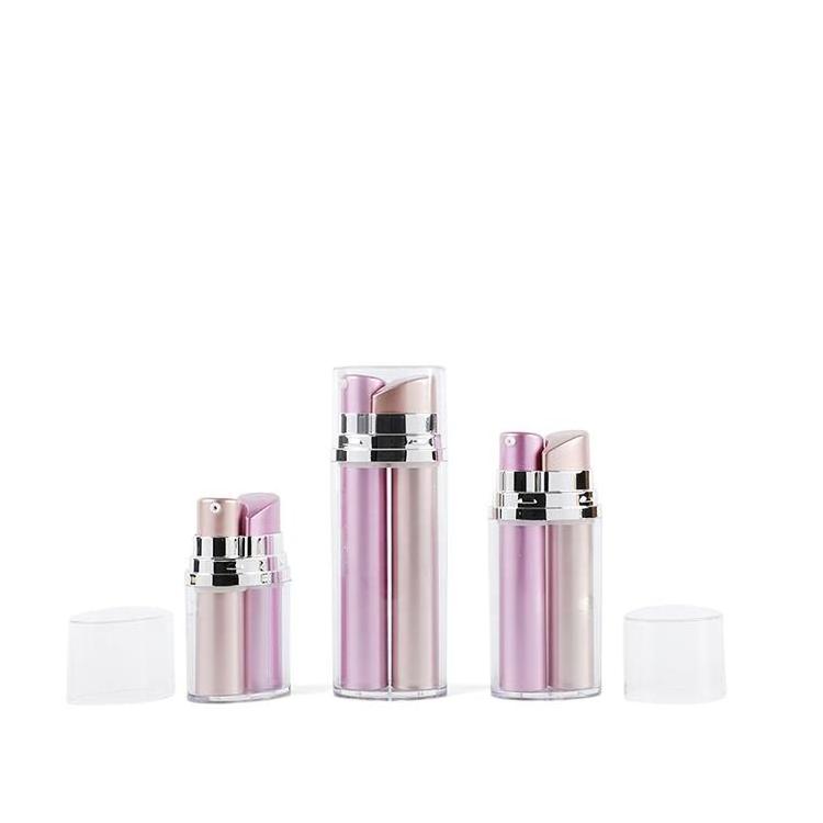 Luxury travel cosmetic bottle set twin chamber airless bottle pump lotion dual chamber bottles