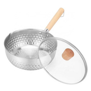 Japanese stainless steel Cooker Pot Snow Pot Milk Pot non stick cooking sauce Snow Pans with glass cover