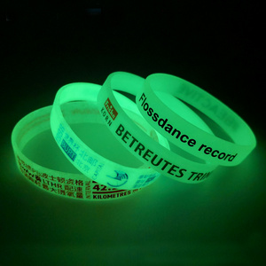 High quality bulk cheap custom logo festival party events ecofriendly rubber bracelet luminous glowing glow silicone wristband