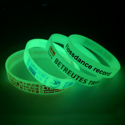 High quality bulk cheap custom logo festival party events ecofriendly rubber bracelet luminous glowing glow silicone wristband