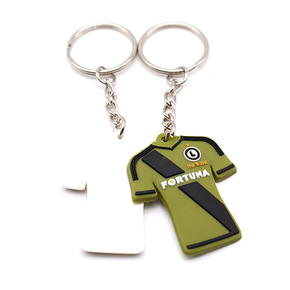 Personalized t shirt shaped baseball sports club team keyring custom silicone rubber soft PVC football soccer jersey keychain