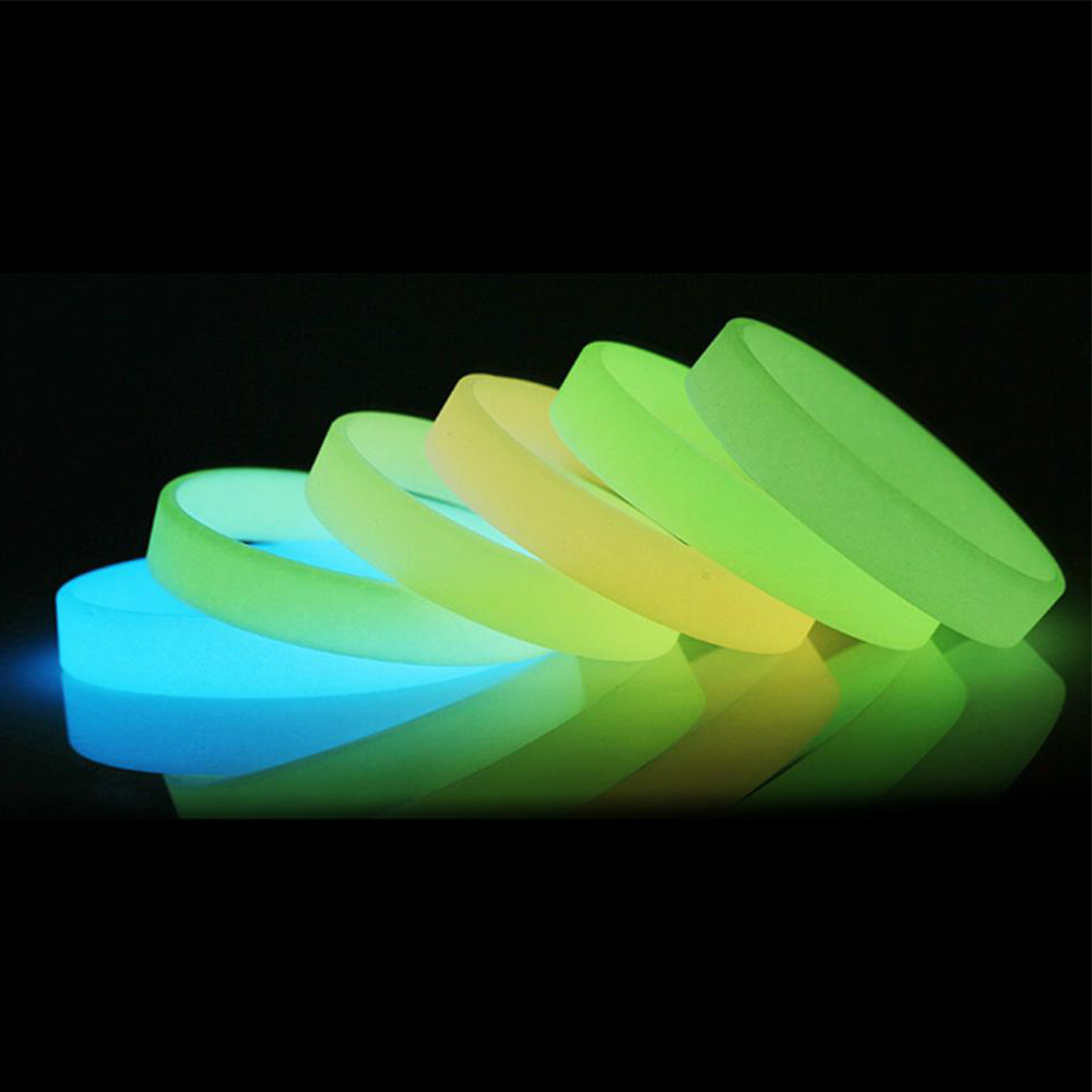 High quality bulk cheap custom logo festival party events ecofriendly rubber bracelet luminous glowing glow silicone wristband