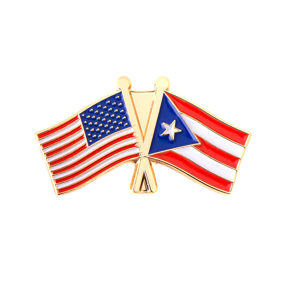 Wholesale cheap custom metal enamel gold plated label pin national guard country flag lapel pin badge puerto rico