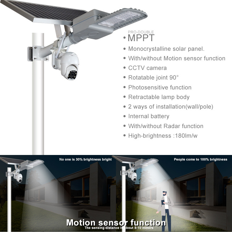 LAP Remote Wireless Control 60w Solar Street Light With Wifi Cctv Camera