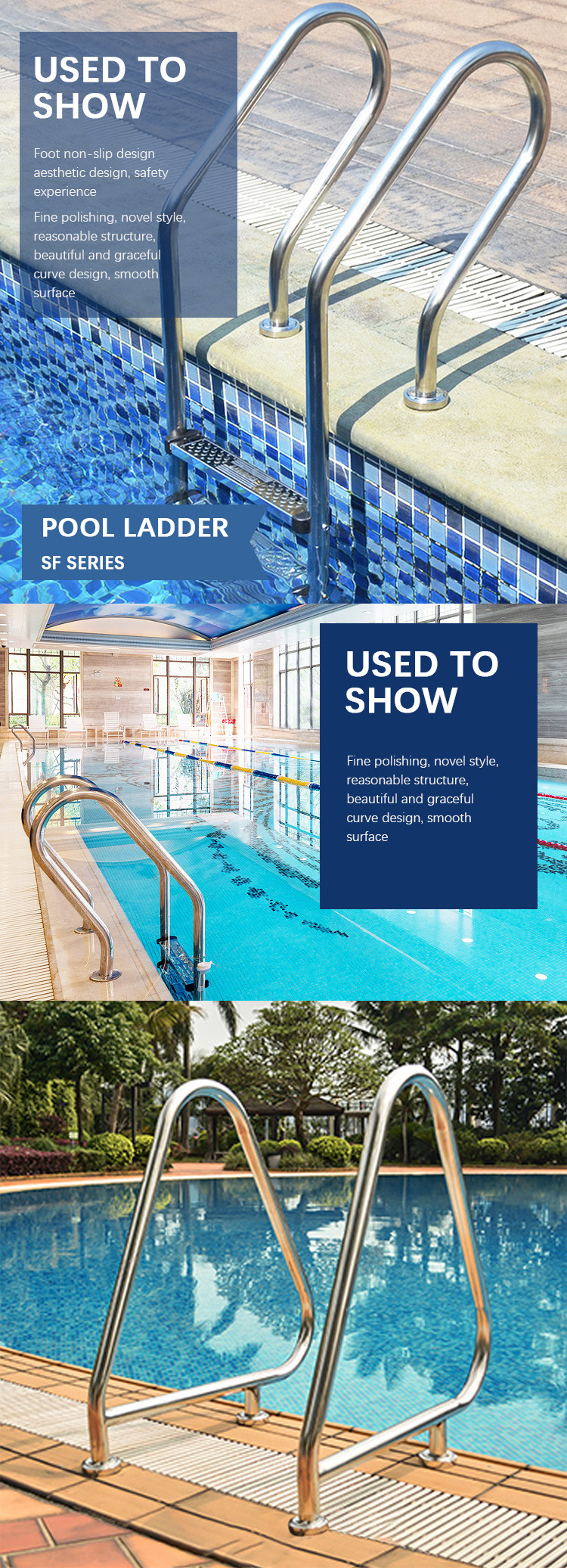 Swimming Pools Stainless Steel 304/316 Above Ground Swimming for Pool Accessories Equipment Pool Ladder