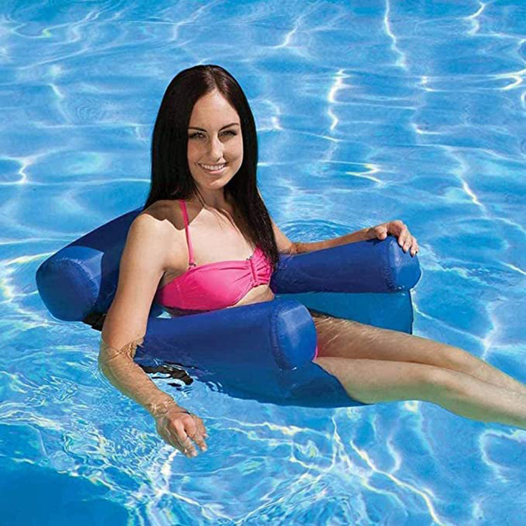 Pool Water Sports Hammock PVC Summer Inflatable Foldable Floating Row Backrest Air Mattresses Bed Easy Carrying Lounger Chair