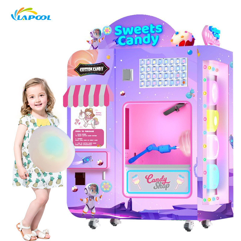 Wholesale Marshmallow Floss Makers Robot Commercial Full Automatic Making Sugar Cotton Candy Vending Machine