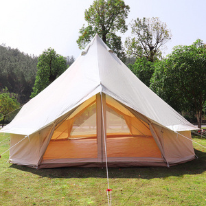 Deluxe fire retardant 5m bell tent, Outdoor Glamping Luxury Cotton Canvas Bell Tent with Stove Jack Hole/