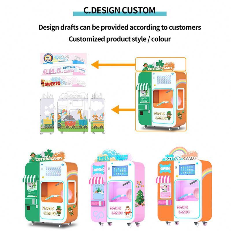 Automatic Cotton Candy Robot Vending Machine With High Production 30 Flower Types Cotton Candy Profit Magic