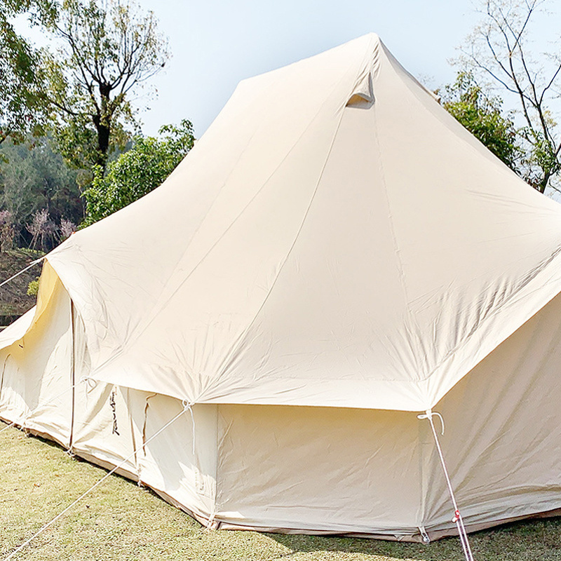 Deluxe fire retardant 5m bell tent, Outdoor Glamping Luxury Cotton Canvas Bell Tent with Stove Jack Hole/