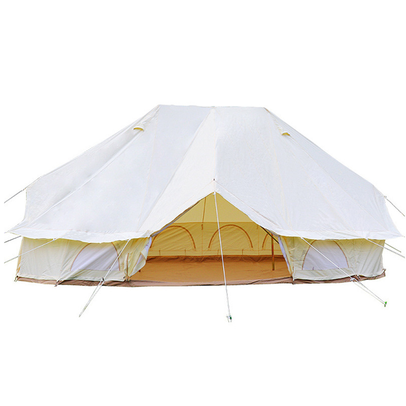 Deluxe fire retardant 5m bell tent, Outdoor Glamping Luxury Cotton Canvas Bell Tent with Stove Jack Hole/