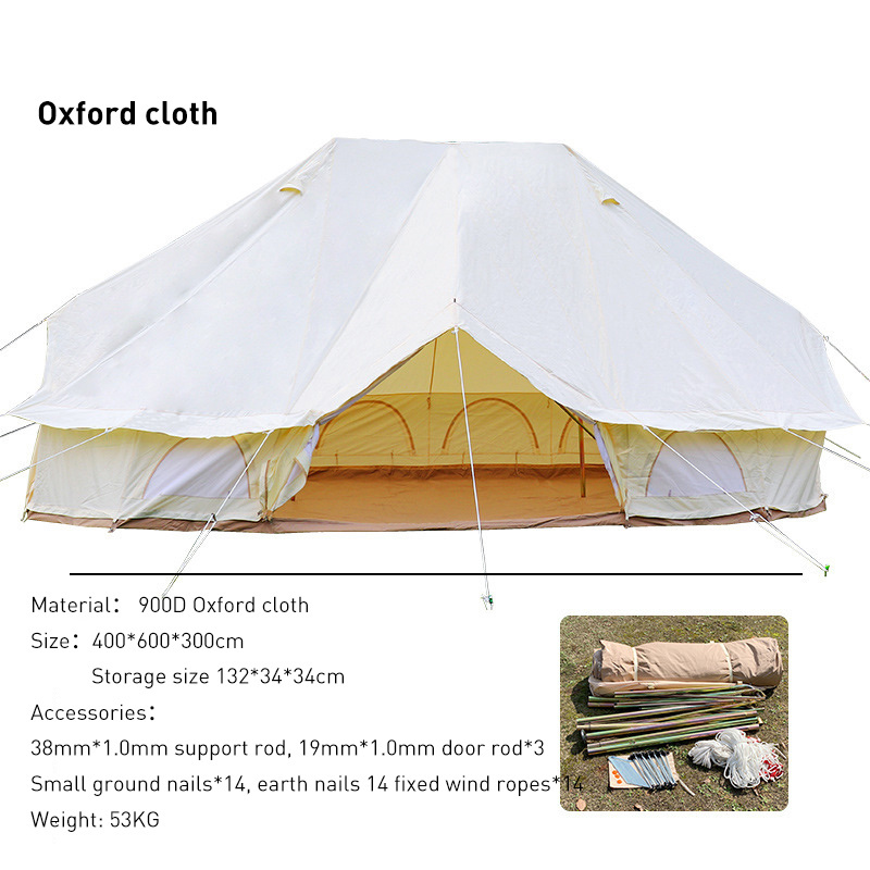 Deluxe fire retardant 5m bell tent, Outdoor Glamping Luxury Cotton Canvas Bell Tent with Stove Jack Hole/