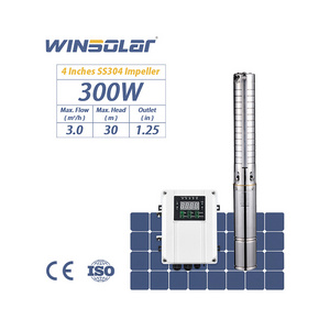 WINSOLAR DC Stainless Steel Impeller Solar Water Pumping Machine Deep Well Submersible Pump Set