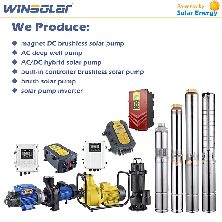 WINSOLAR DC Stainless Steel Impeller Solar Water Pumping Machine Deep Well Submersible Pump Set