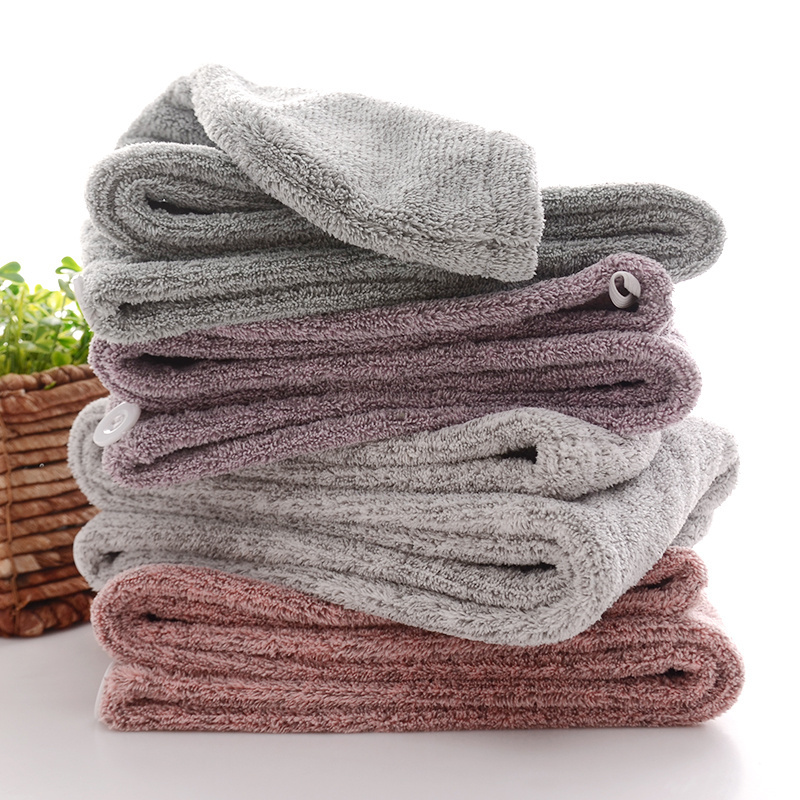 Wholesale Quick Drying Microfiber Hair Towel Custom Bamboo charcoal fiber Turban Towel Girls Super absorbent Hair wrap towel