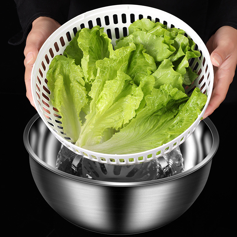 Hot Sale Quick Dry Manual 304 Stainless Steel Metal Dehydrated Vegetables Salad Fruit Spinner