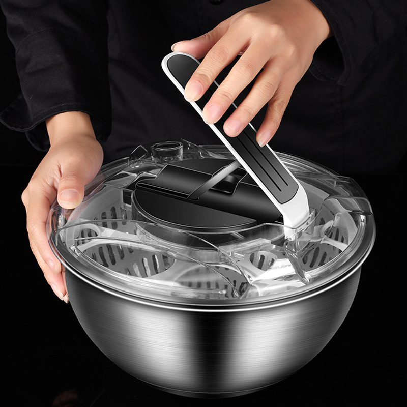 Hot Sale Quick Dry Manual 304 Stainless Steel Metal Dehydrated Vegetables Salad Fruit Spinner