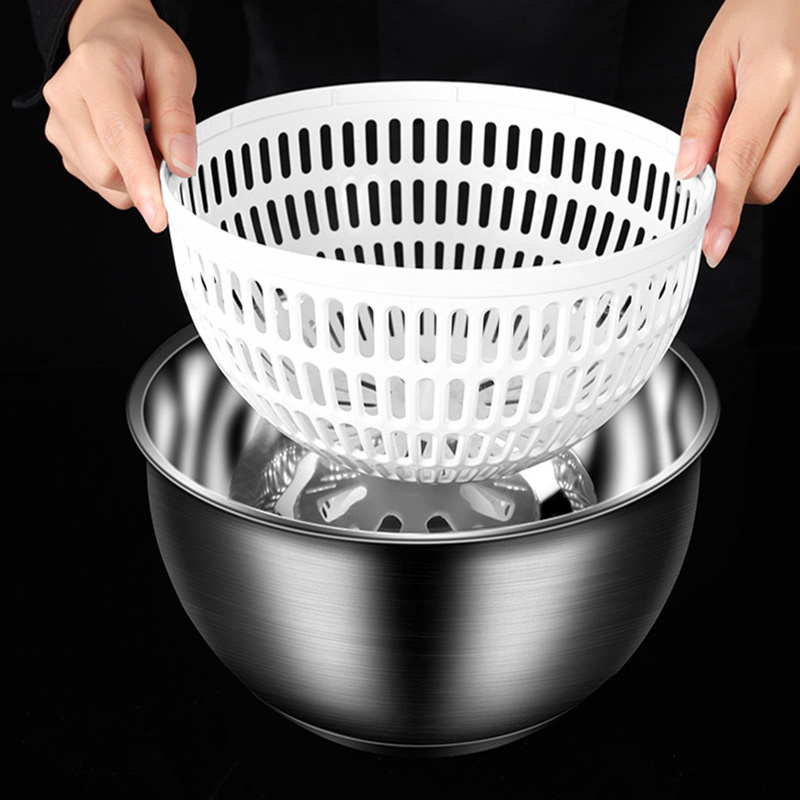 Hot Sale Quick Dry Manual 304 Stainless Steel Metal Dehydrated Vegetables Salad Fruit Spinner